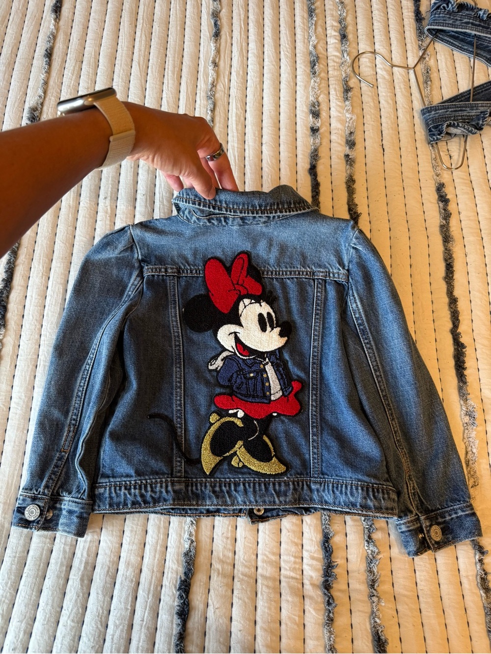 Baby GAP Disney Denim Jacket with Minnie Mouse Patch - Blue, Red, Black